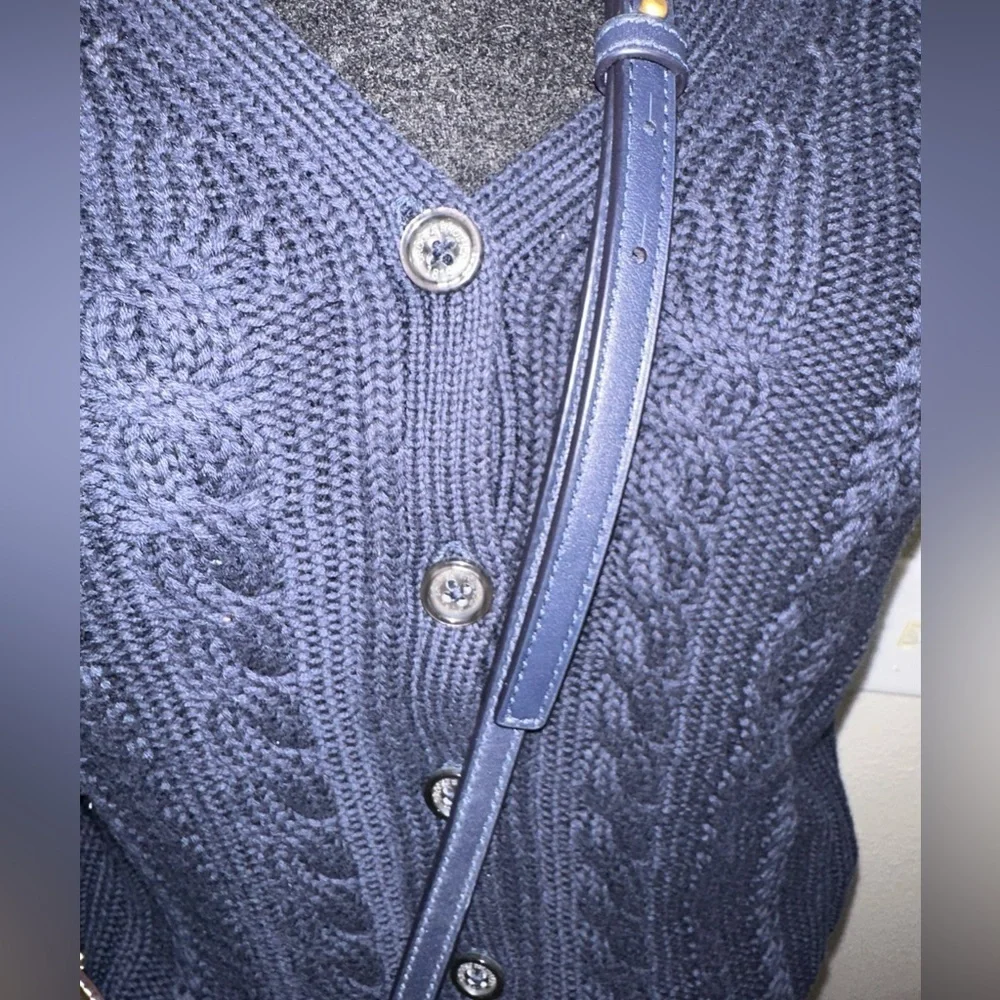 NWOT Brooks brothers button down v neck cotton navy cable knit cardigan